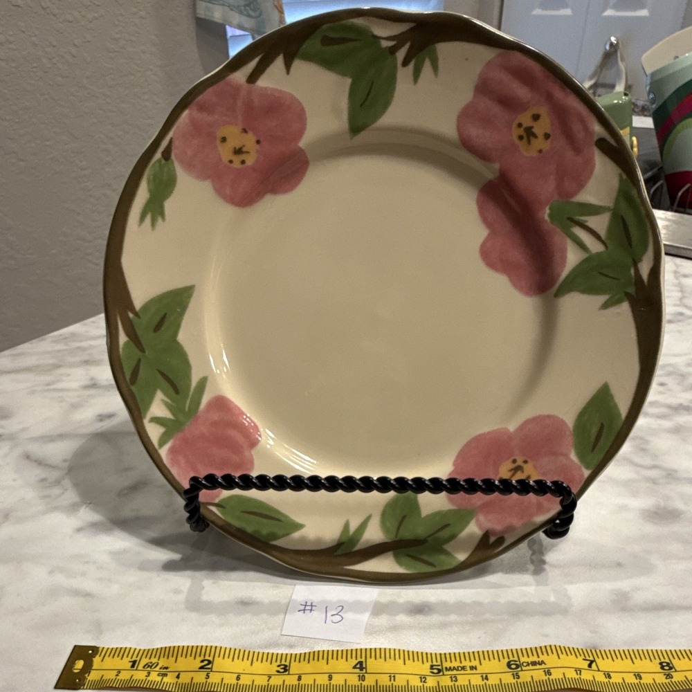Franciscan Desert Rose Salad Plate 8" Pink Green Beige Round Microwave Safe
